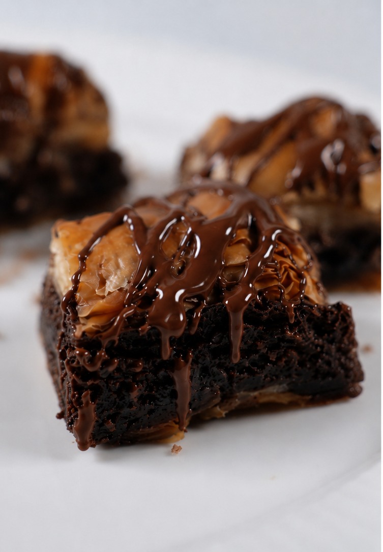 Dark Chocolate Brownie Baklava — handcrafted at Olive & Fire Austin